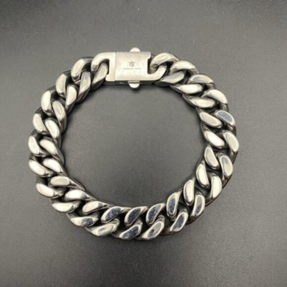 Stainless Steel Bracelet Black Carbon Fiber-Style Miami Curb Link Cuban Hip Hop - Picture 2 of 5